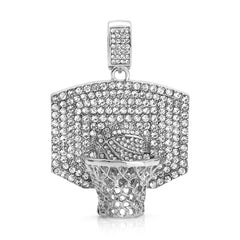 Basketball 3D Net Pendant Only Jewelry Hip Hop Style 18k White Gold Plated