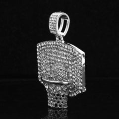 Basketball 3D Net Pendant Only Jewelry Hip Hop Style 18k White Gold Plated