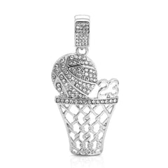 Copy of Basketball #23 Pendant Only Jewelry Hip Hop Style 18k White Gold Plated