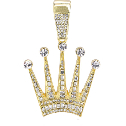 Iced Crown Pendant Only Jewelry Hip Hop Style 18k Gold Plated