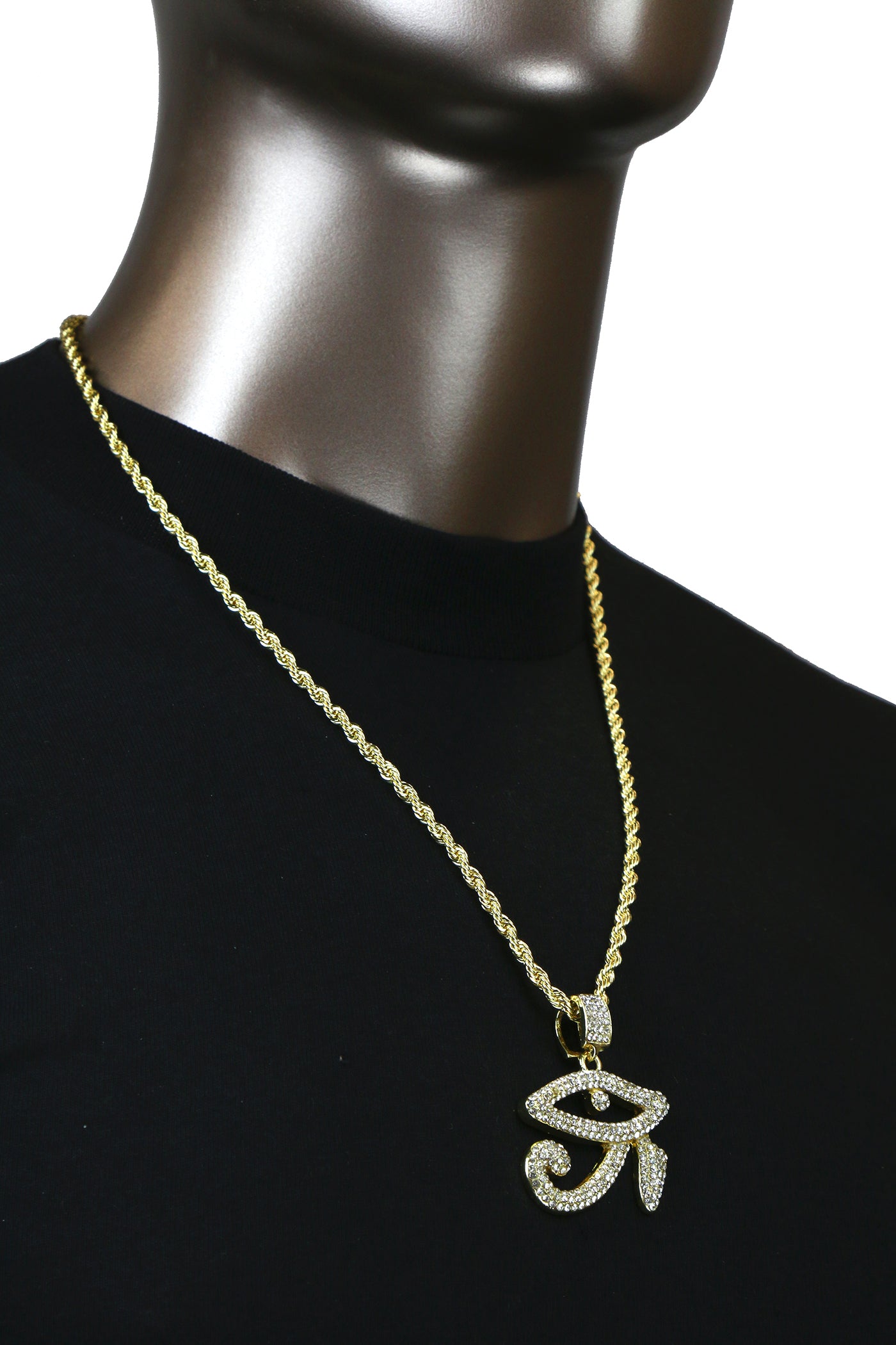 Eye Horus Pendant with Gold Rope Chain