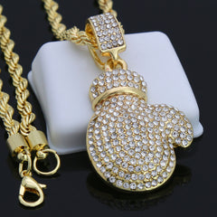 BOXING GLOVE PENDANT WITH GOLD ROPE CHAIN