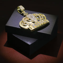Iced Crown King Pendant Only Jewelry Hip Hop Style 18k Gold Plated