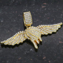 Winged Drip Basketball Pendant with Gold Rope Chain
