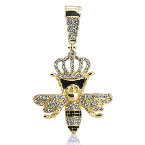 Crown Bee Pendant Only Jewelry Hip Hop Style 18k Gold Plated