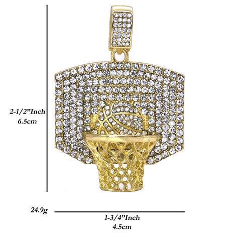 Basketball 3D Net Pendant Only Jewelry Hip Hop Style 18k Gold Plated