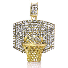 Basketball 3D Net Pendant Only Jewelry Hip Hop Style 18k Gold Plated