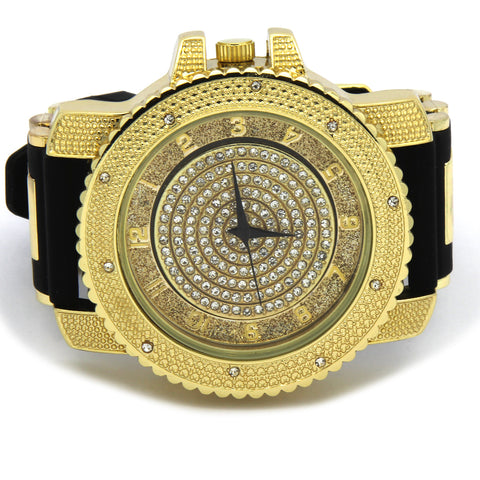 Gold Ice Out Techno Pave Moving Dial Watch