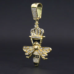 Crown Bee Pendant Only Jewelry Hip Hop Style 18k Gold Plated