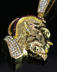 Iced Purple Hussle Pendant Only Jewelry Hip Hop Style 18k Gold Plated