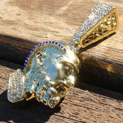 Iced Blue Hussle Pendant Only Jewelry Hip Hop Style 18k Gold Plated