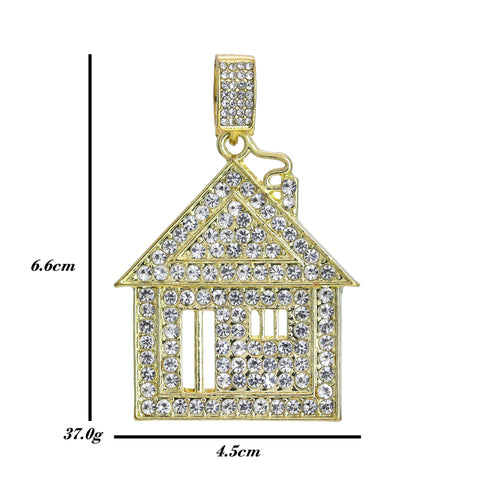 Iced Bando House Pendant Only Jewelry Hip Hop Style 18k Gold Plated