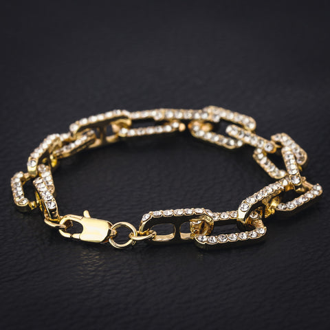 Wire Anchor BRACELET Gold Iced out 10 mm 9" Inches