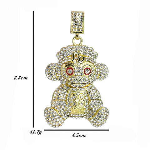 Iced Baby Monkey Pendant Only Jewelry Hip Hop Style 18k Gold Plated