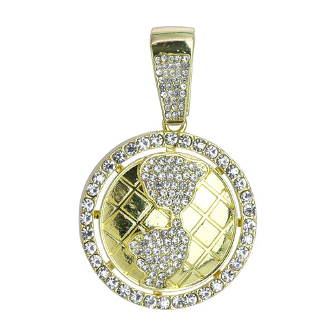 Iced Earth Globe Pendant Only Jewelry Hip Hop Style 18k Gold Plated