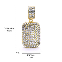 Dog Tag Pendant Only Jewelry Hip Hop Style 18k Gold Plated