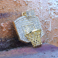 Basketball 3D Net Pendant Only Jewelry Hip Hop Style 18k Gold Plated