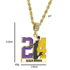 3 Tone 24 Mamba Pendant Rope Chain Men's Hip Hop 18k Cz Jewelry Necklace Choker