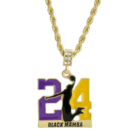 3 Tone 24 Mamba Pendant Rope Chain Men's Hip Hop 18k Cz Jewelry Necklace Choker