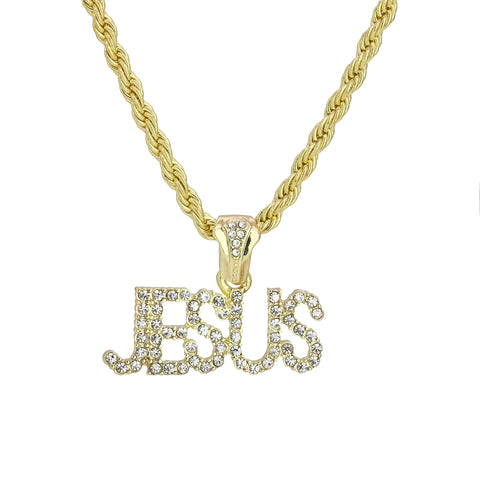 Cz Jesus Pendant Rope Chain Men's Hip Hop 18k Cz Jewelry Necklace Choker