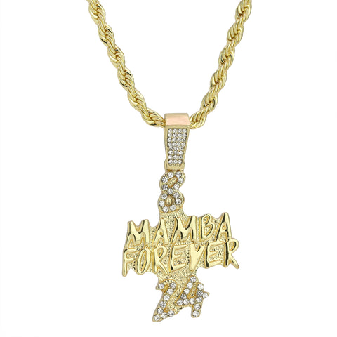 Cz Mamba Forever 8,24 Pendant Rope Chain Men's Hip Hop 18k Cz Jewelry Necklace