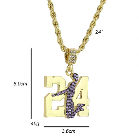 PP Cz 24 Jump Pendant 24" Rope Chain Men's Hip Hop Style 18k Jewelry Necklace