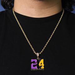 3 Tone 24 Mamba Pendant Rope Chain Men's Hip Hop 18k Cz Jewelry Necklace Choker