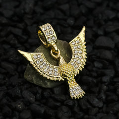 Cz Egyptian Bird Charm Pendant 4mm 24" Rope Chain 18k Gold Plated