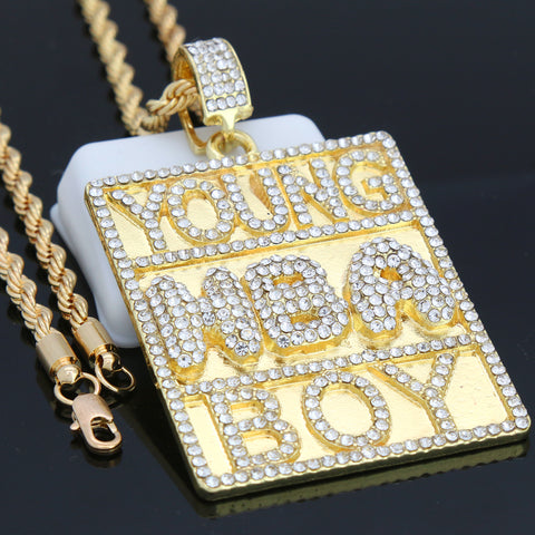Young NBA Boy Pendant with Gold Rope Chain