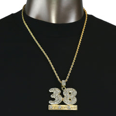 38 PENDANT WITH GOLD ROPE CHAIN
