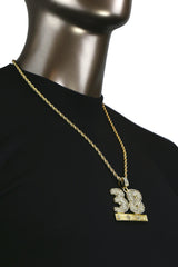 38 PENDANT WITH GOLD ROPE CHAIN