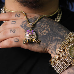 24 Legend PP Pendant Rope Chain Men's Hip Hop 18k Cz Jewelry Necklace Choker