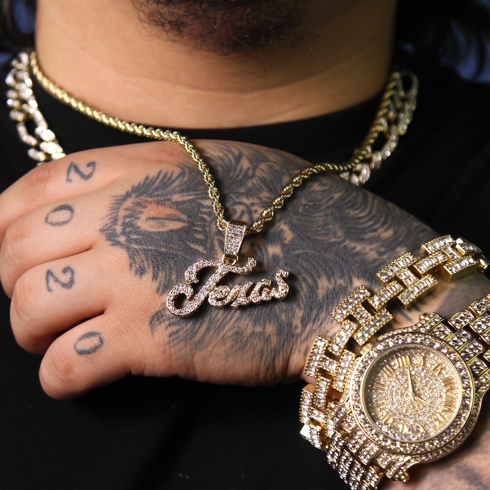 Cz Texas Pendant Rope Chain Men's Hip Hop 18k Cz Jewelry Necklace Choker
