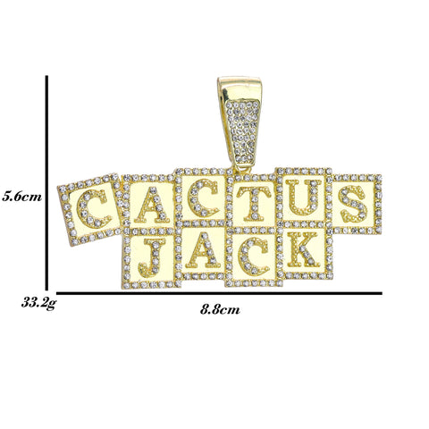 Hip Hop Iced Lab Diamond 18k Gold plated Cactuss Cube Charm Pendant
