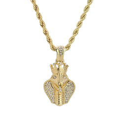 Cz Cobra King Pendant 24" Rope Chain Men's Hip Hop Style 18k Jewelry Necklace