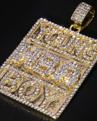 Hip Hop Iced Lab Diamond 18k Gold plated Never Brok Again Rectangle Charm Pendant