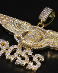 Hip Hop Iced Lab Diamond 18k Gold plated Boss Wing Drip Charm Pendant