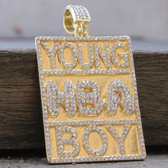 Hip Hop Iced Lab Diamond 18k Gold plated Never Brok Again Rectangle Charm Pendant