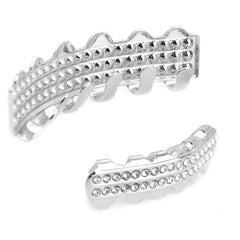 2 ROW 18k WHITE GOLD FULLY ICED TOP & BOTTOM GRILLZ