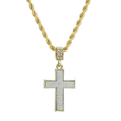 Stardust Cross Pendant 24" Rope Chain Men's 18k Gold Plated Jewelry