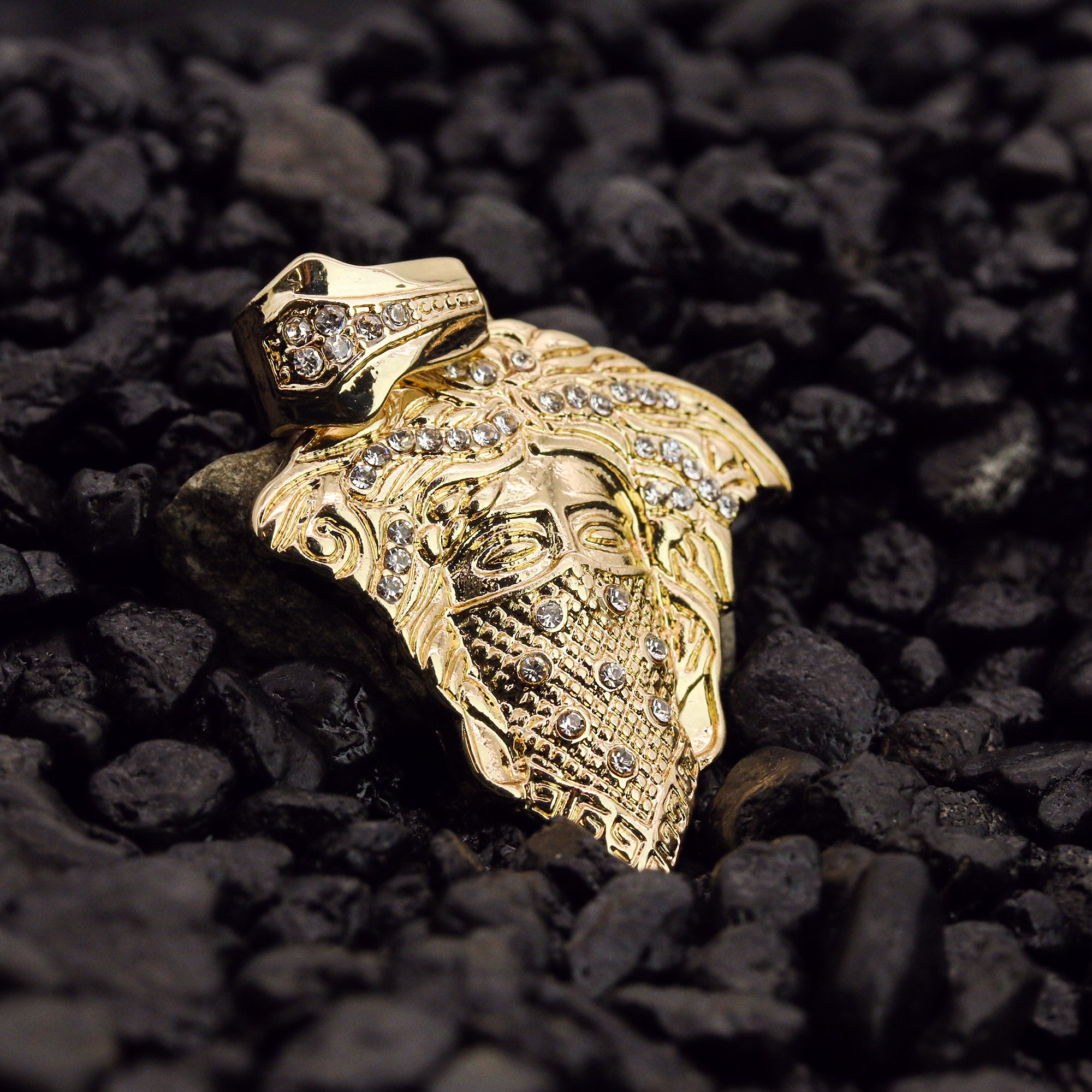Thug Medusa Pendant 24" Rope Chain Men's 18k Gold Plated Jewelry