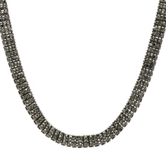 3 ROW ICED-OUT TENNIS HEMATITE CHAIN 30"