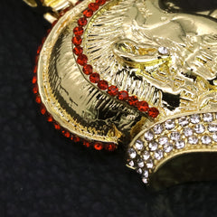 Hip Hop Iced Lab Diamond 18k Gold plated Hustle Face (R) Charm Pendant