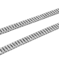 3 ROW ICED-OUT TENNIS SILVER/CLEAR CHAIN 30"