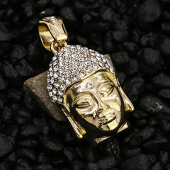 Buddha Face Pendant 24" Rope Chain Men's 18k Gold Plated Jewelry