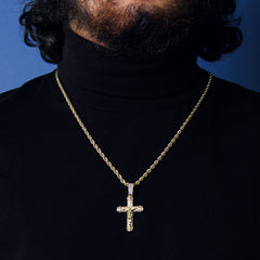012 Jesus Cross Pendant 24" Rope Chain Men's 18k Gold Plated Jewelry