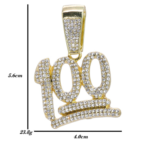 Hip Hop Iced Lab Diamond 18k Gold plated 100 Emoji Charm Pendant