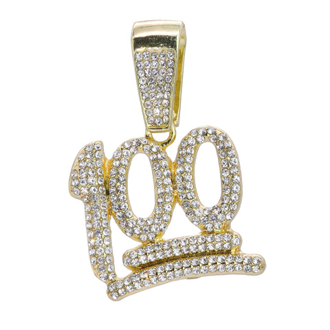 Hip Hop Iced Lab Diamond 18k Gold plated 100 Emoji Charm Pendant