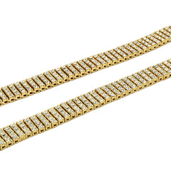 4 ROW ICED-OUT TENNIS HEMATITE CHAIN 30"