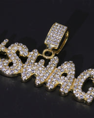 Hip Hop Iced Lab Diamond 18k Gold plated #SWAG Charm Pendant